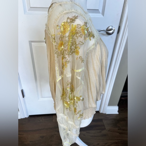 Freepeople Lace Embellished Embroidery Smock Waist Top - Picture 5 of 6